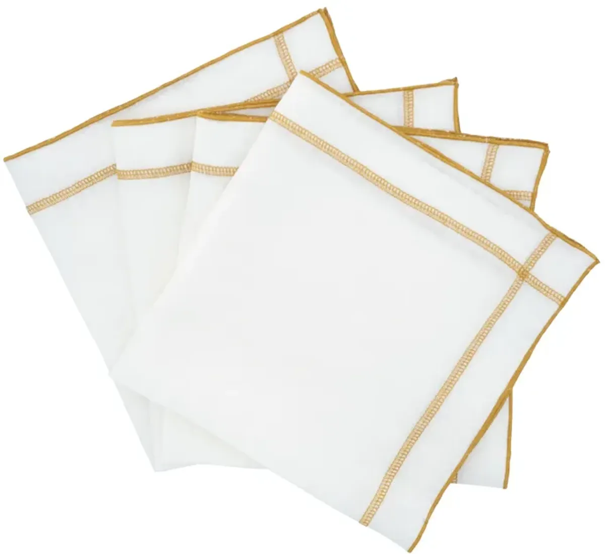 Linen Napkins With Gold Double Stitch, Set of 4