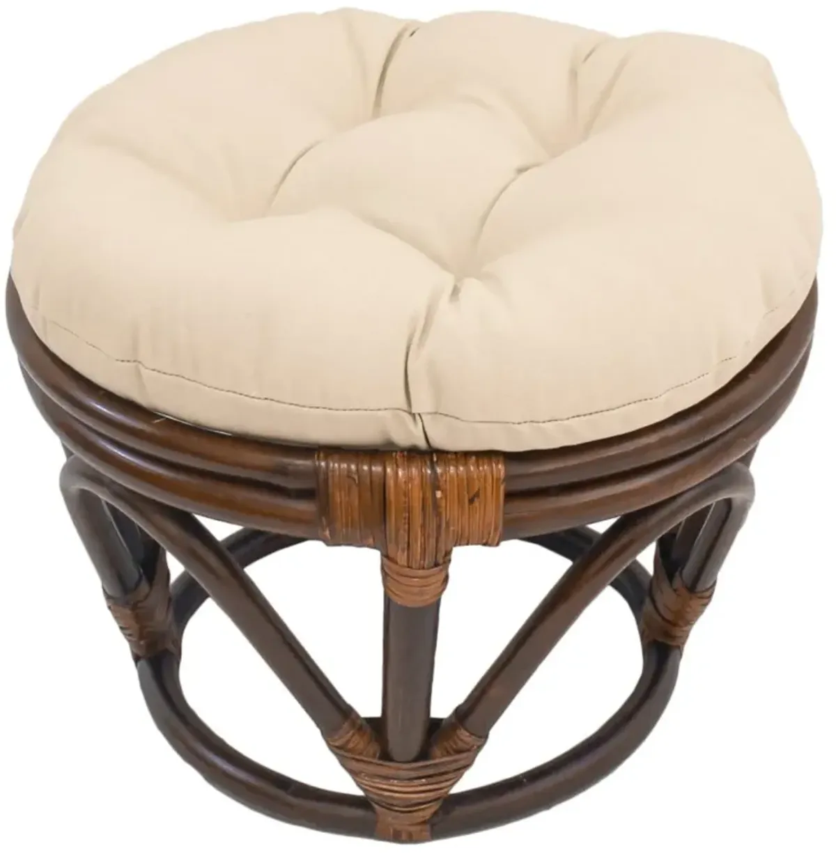 International Caravan Furniture Piece Rattan Footstool with Twill Cushion