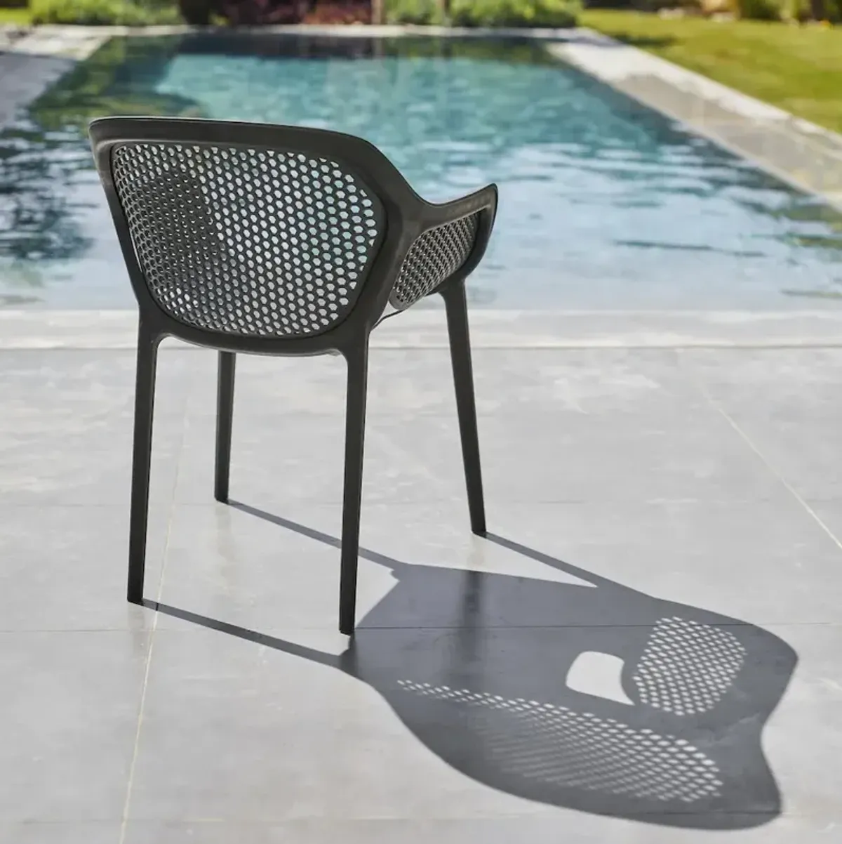 Omax Decor Atra Resin Patio Dining Chair in Anthracite Black - (Set of 2)