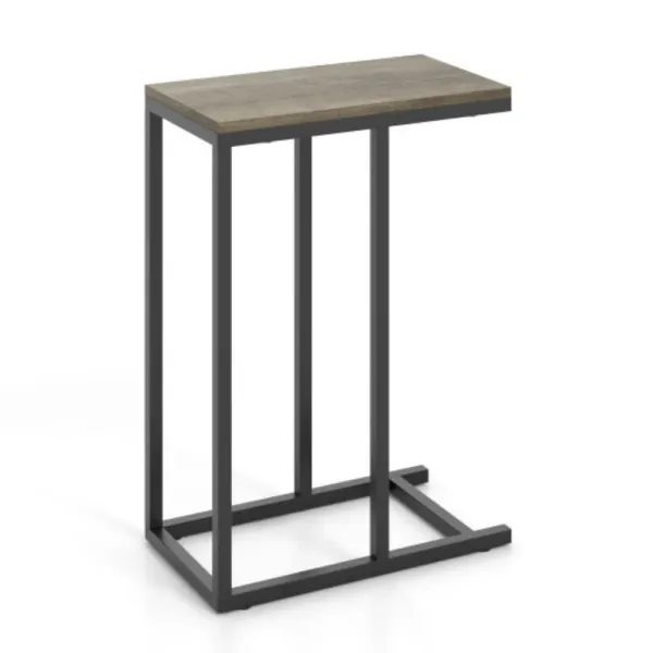 Modern C-Shaped Table with Robust Metal Frame for Living Room Use