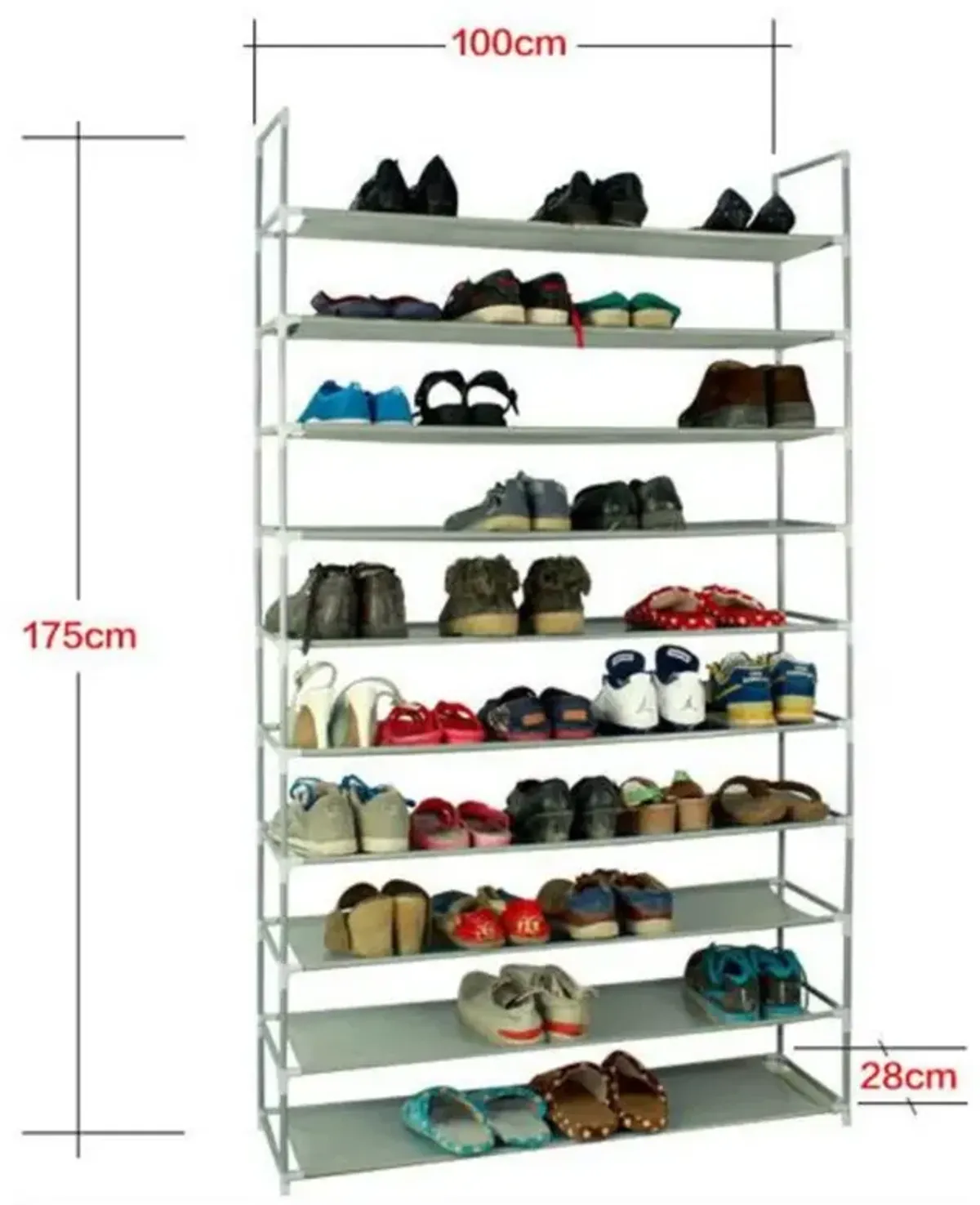 10-Layer Shoe Rack with Ultra Large Capacity, Non-Woven Fabric and Steel Storage Organizer