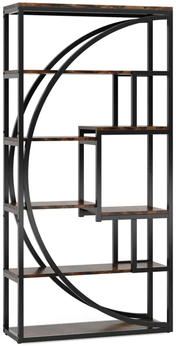 Bookshelf, Modern 5-Tier Etagere Bookcase, 70.8 inch Tall Bookshelf with 8 Open Storage Shelf, Book Shelf Display Tack Shelving Unit for Home Office Living Room, Deck Boxes