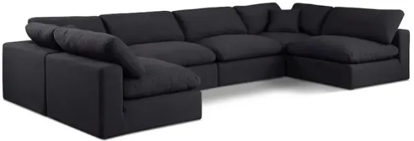 Meridian Furniture Comfy Black Linen Textured Fabric Modular Sectional