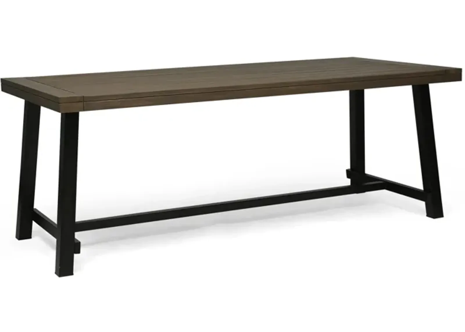 Leslee Outdoor Dining Table, Brown Top, Black Wood Rectangular 79 Inch - Benzara