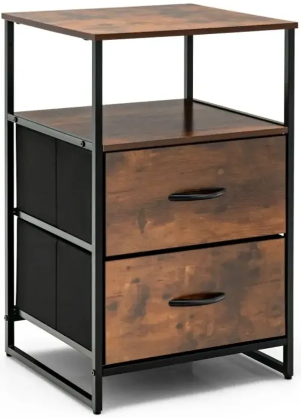 Freestanding Cabinet Dresser with Wooden Top Shelves
