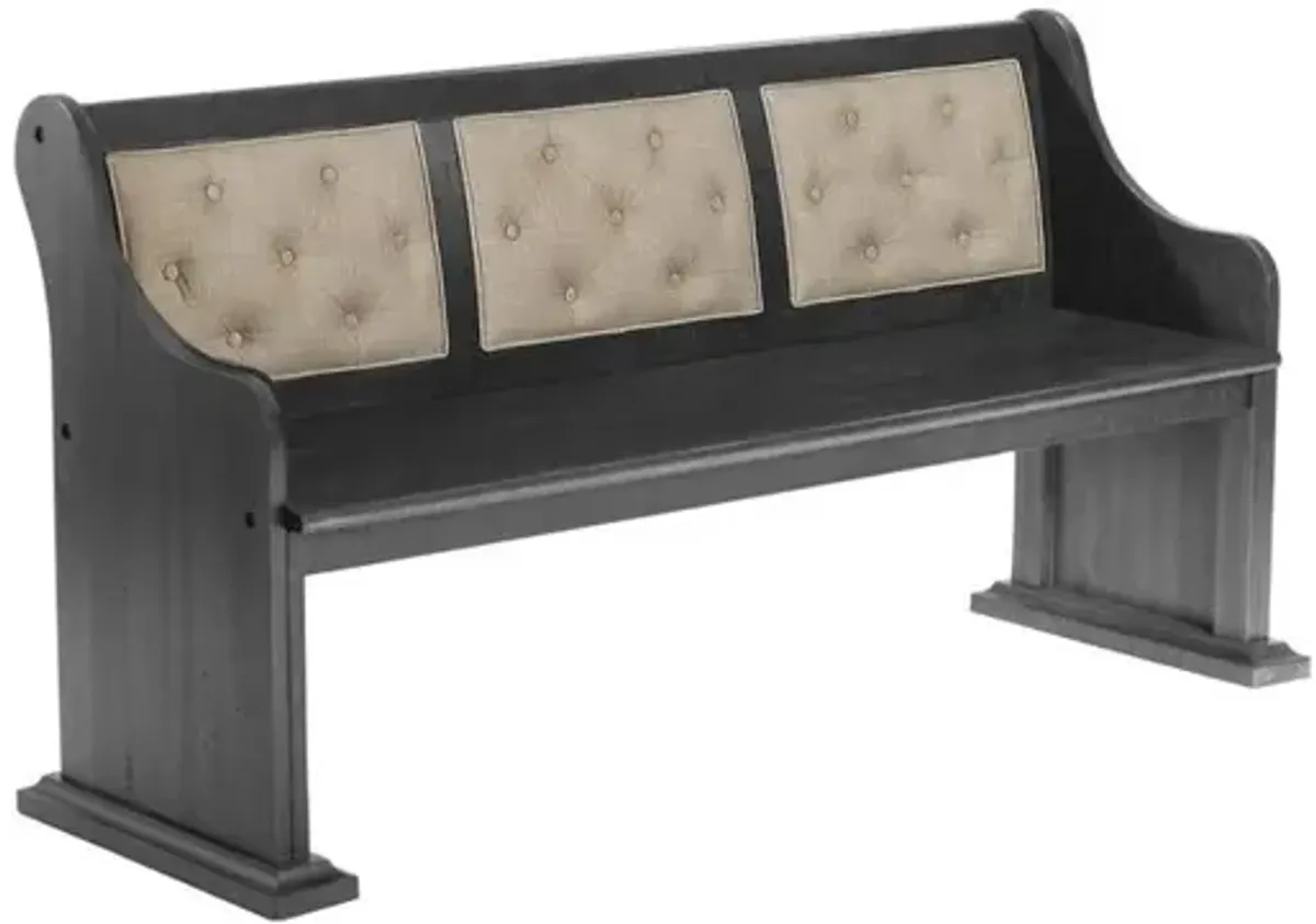 Best Quality Furniture D88 Dark Gray Wood Dining Bench in Beige Linen