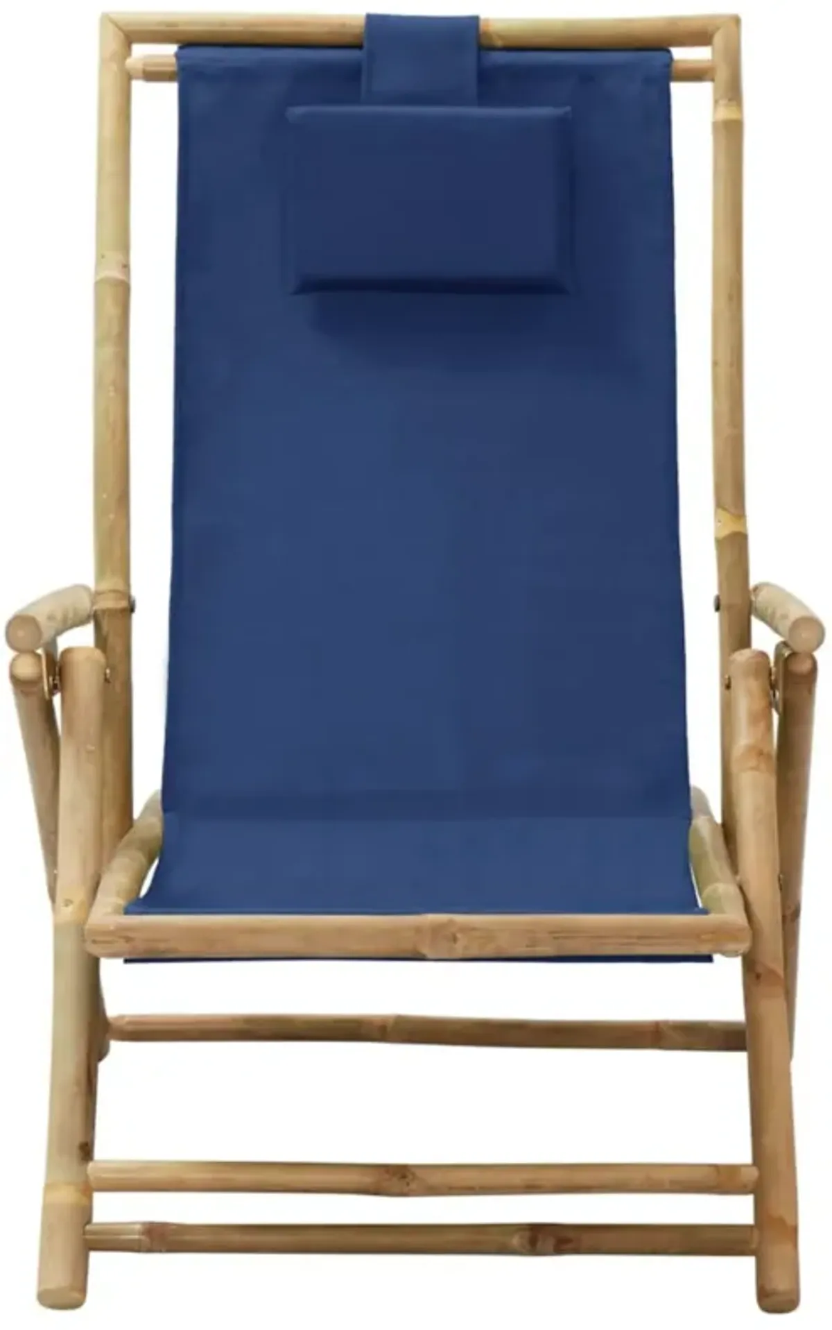 vidaXL Reclining Relaxing Chair Navy Blue Bamboo and Fabric