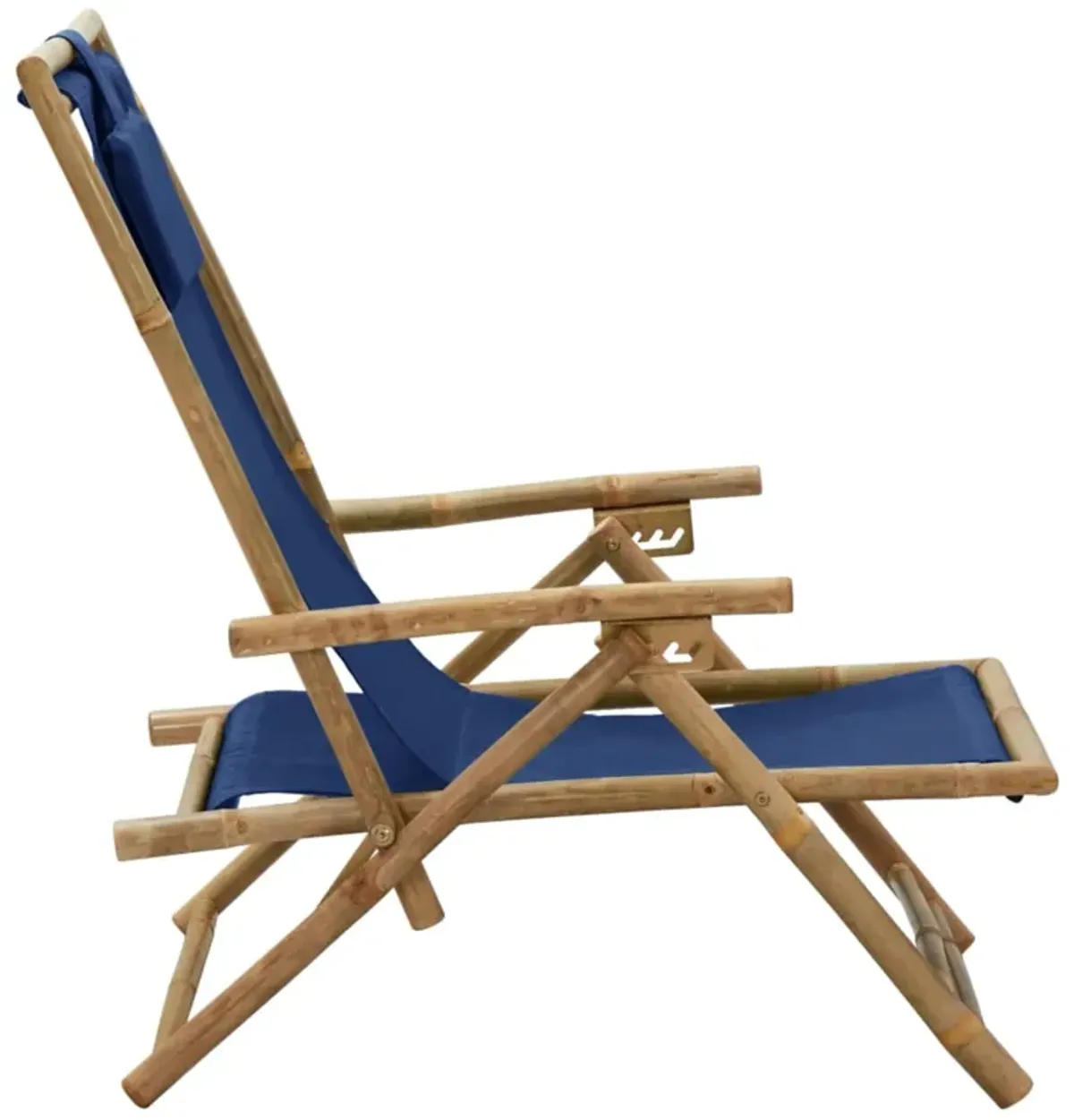 vidaXL Reclining Relaxing Chair Navy Blue Bamboo and Fabric