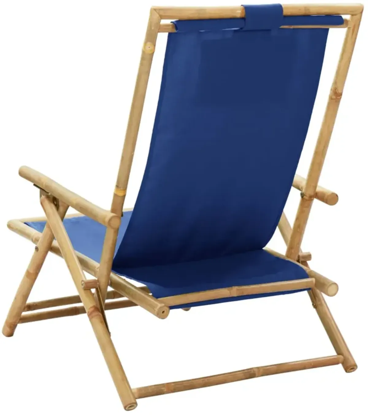 vidaXL Reclining Relaxing Chair Navy Blue Bamboo and Fabric