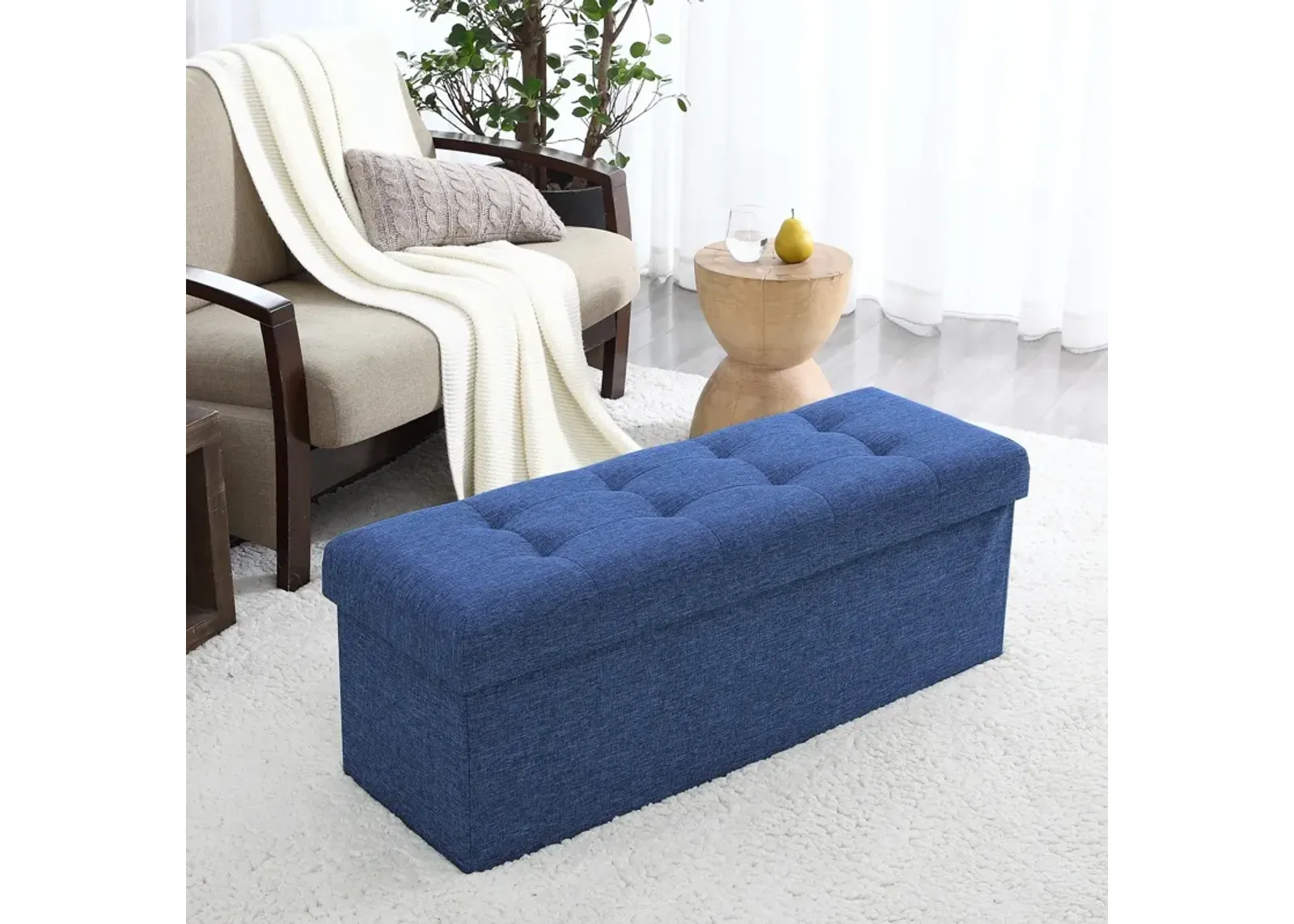 Foldable Tufted Storage Ottoman