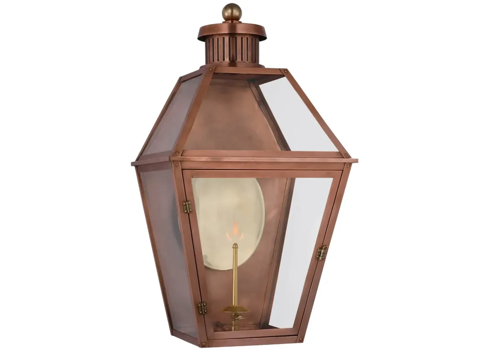 Stratford Large 3/4 Gas Wall Lantern in Soft Copper with Clear Glass