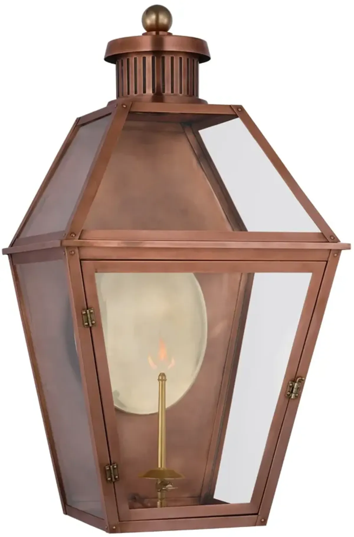 Stratford Large 3/4 Gas Wall Lantern in Soft Copper with Clear Glass