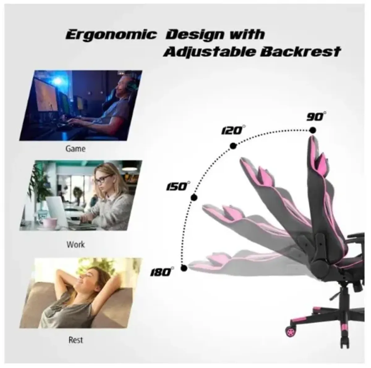 Hivvago Massage Gaming Chair with Lumbar Support and Headrest