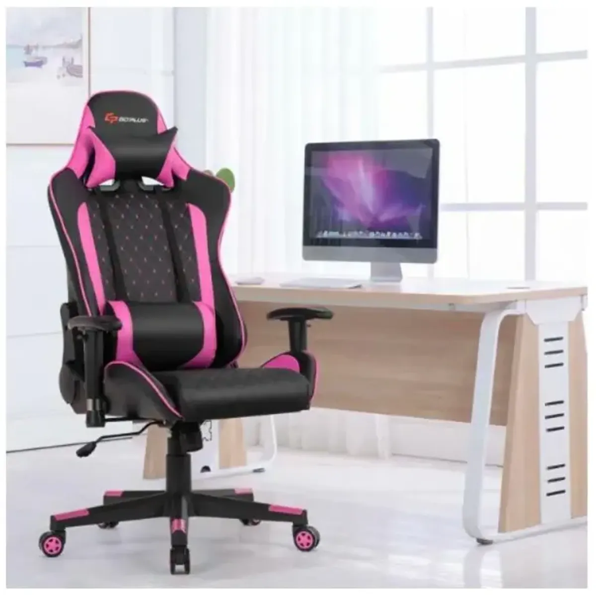 Hivvago Massage Gaming Chair with Lumbar Support and Headrest