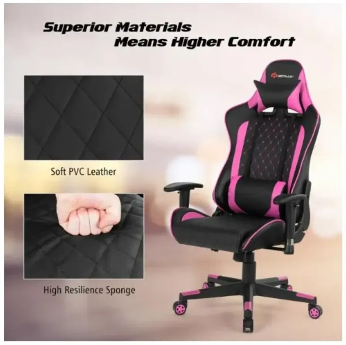 Hivvago Massage Gaming Chair with Lumbar Support and Headrest