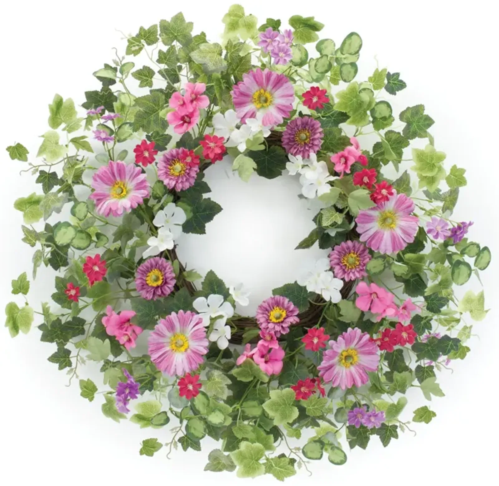 Mixed Floral Wreath Decorative Door or Wall Accent for Home or Seasonal Decor