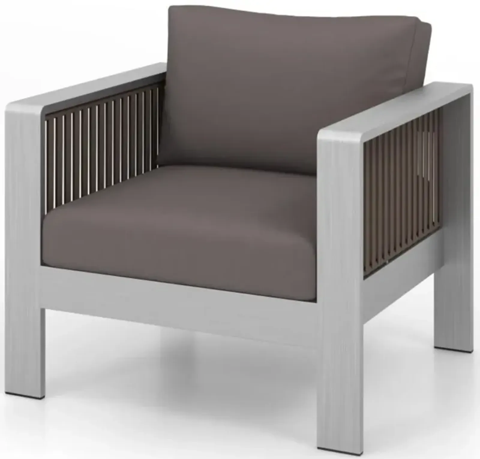 Hivvago Patio Furniture Aluminum Armchair with Thick Back and Seat Cushion