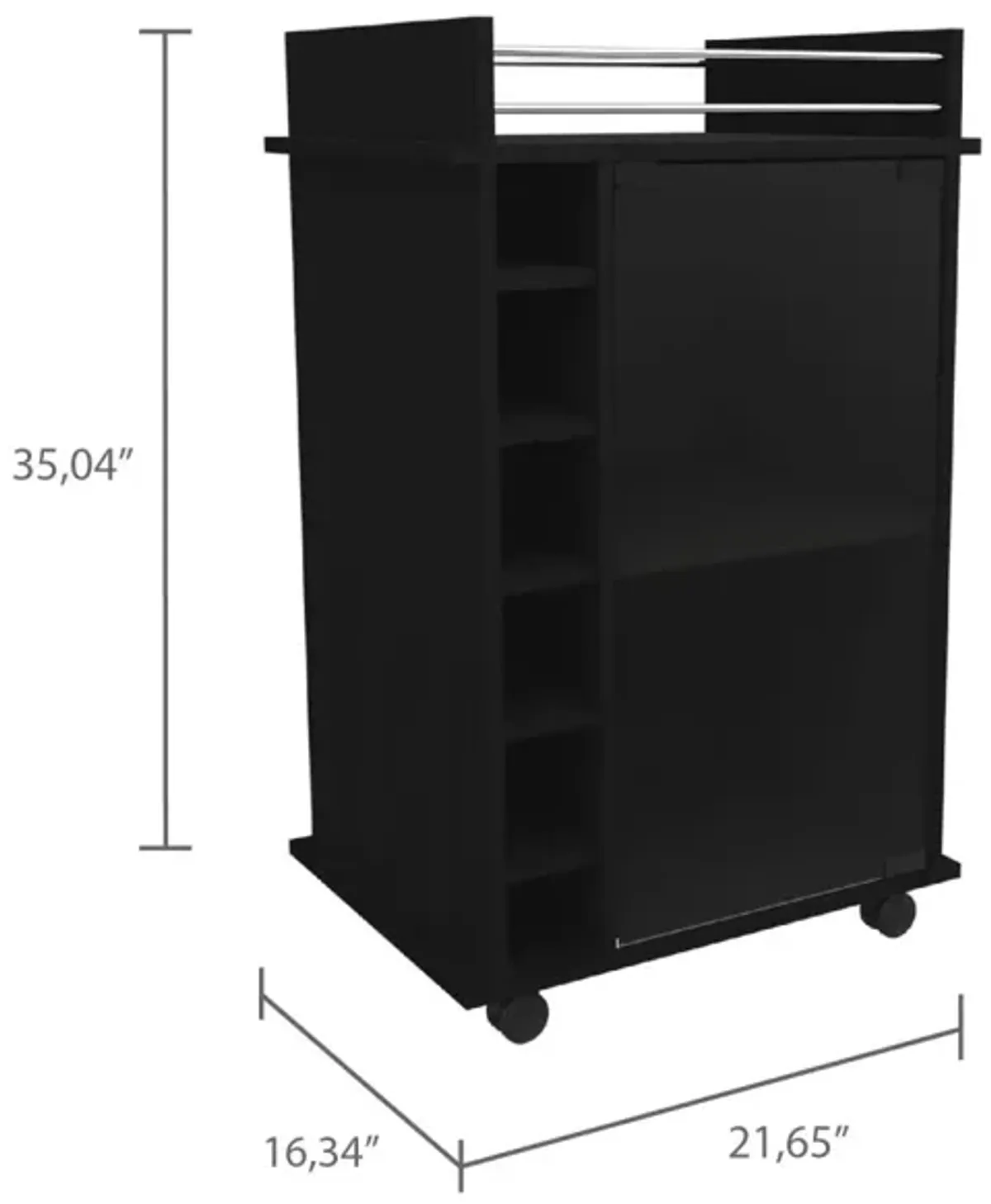 Savannah 6-Bottle 3-Shelf Bar Cart Black Wengue