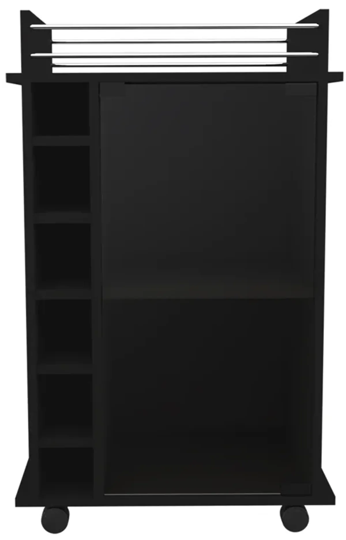 Streamdale Savannah 6-Bottle 3-Shelf Bar Cart Black Wengue