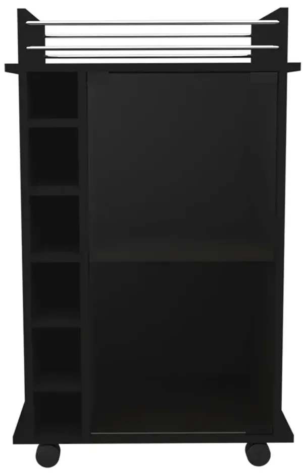 Streamdale Savannah 6-Bottle 3-Shelf Bar Cart Black Wengue