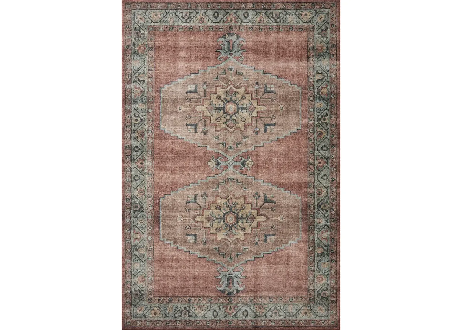 Heidi HEI05 Spice/Aqua 3'6" x 5'6" Rug by Loloi II