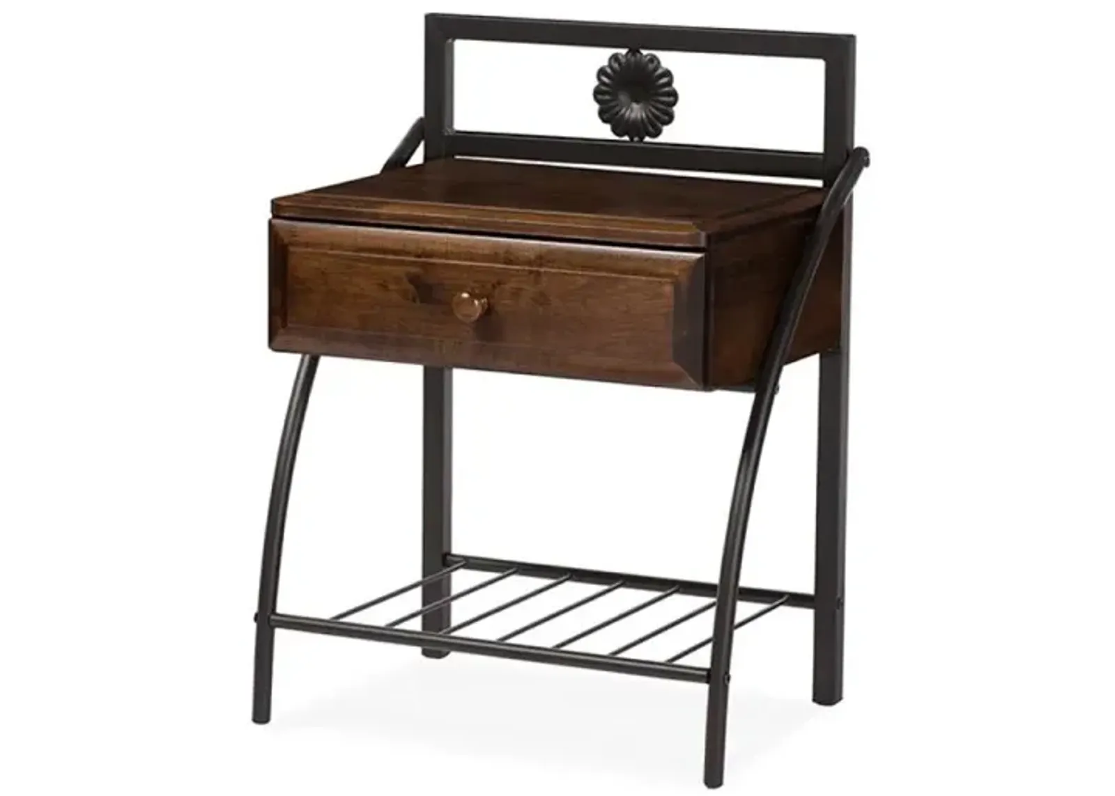 Walnut Brown Wood 1-Drawer Nightstand