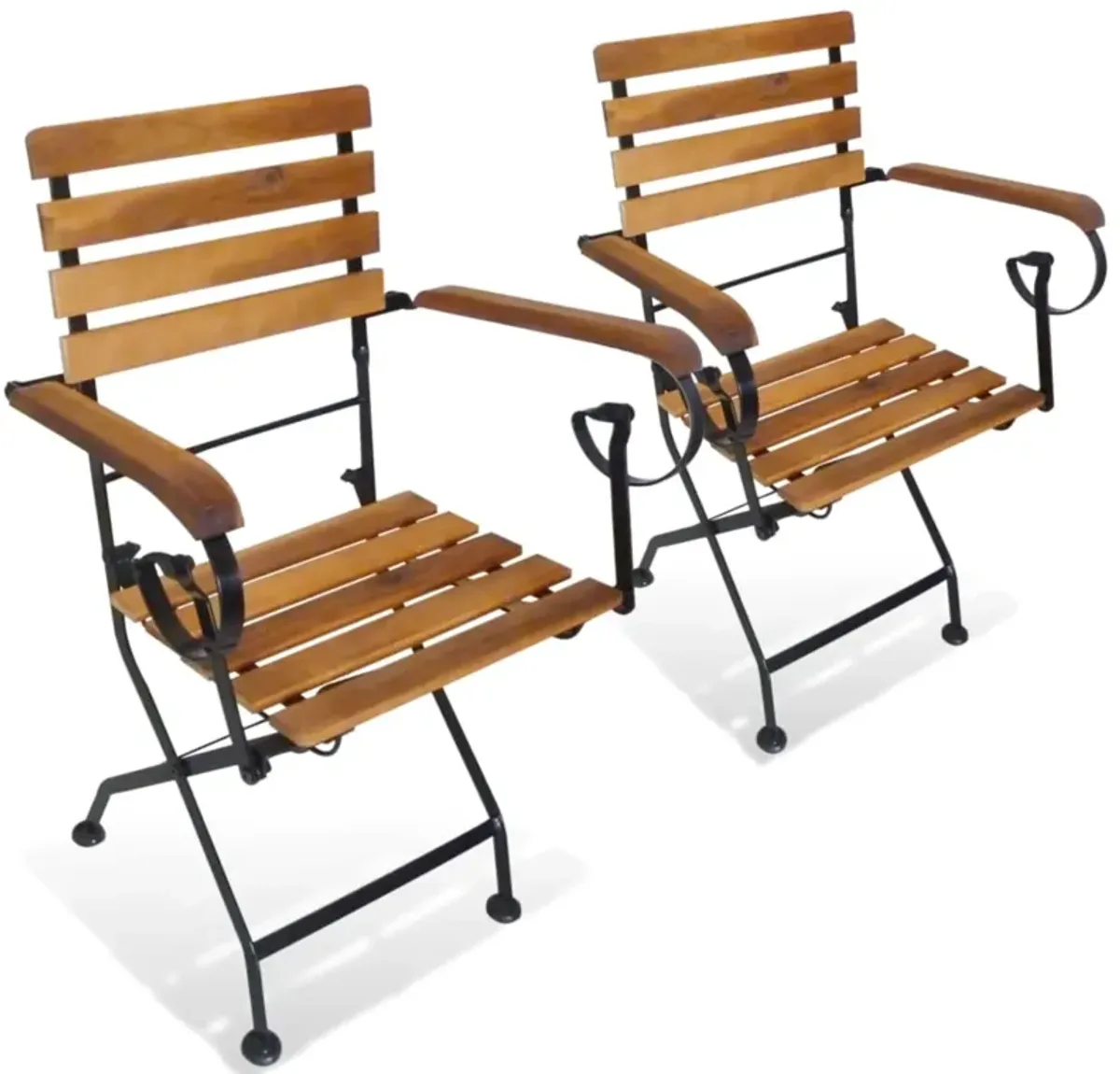 vidaXL Folding Patio Chairs 2 pcs Steel and Solid Wood Acacia