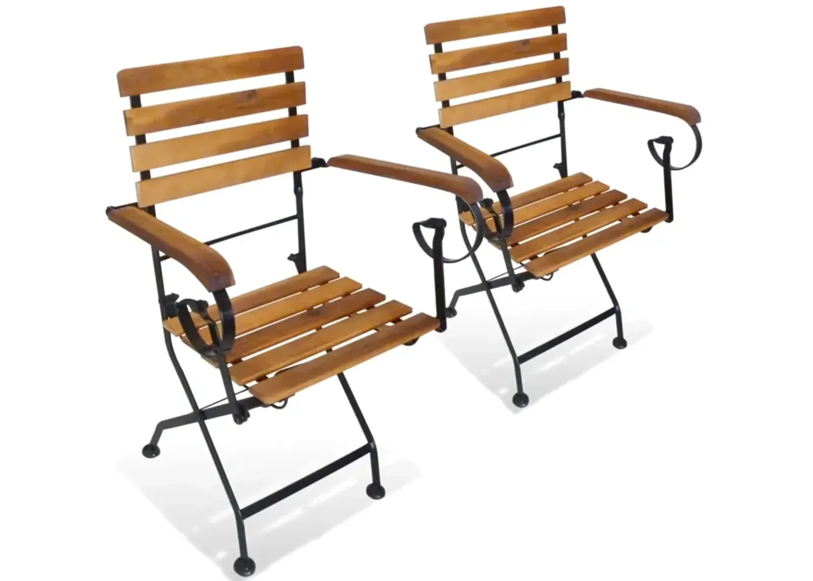 vidaXL Folding Patio Chairs 2 pcs Steel and Solid Wood Acacia