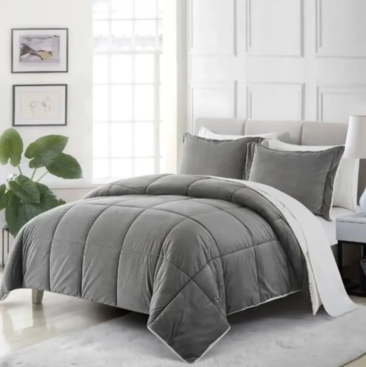 Hivvago Plush Microfiber Reversible Comforter Set