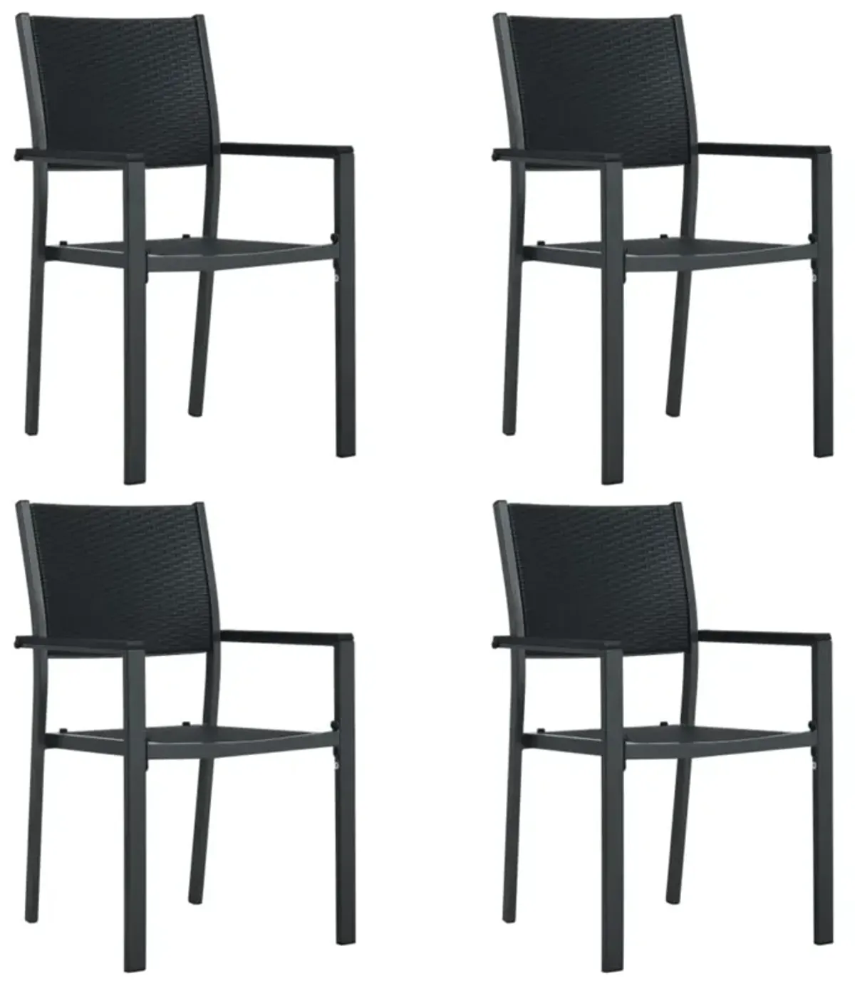 vidaXL Garden Chairs 4 pcs Black Plastic Rattan Look