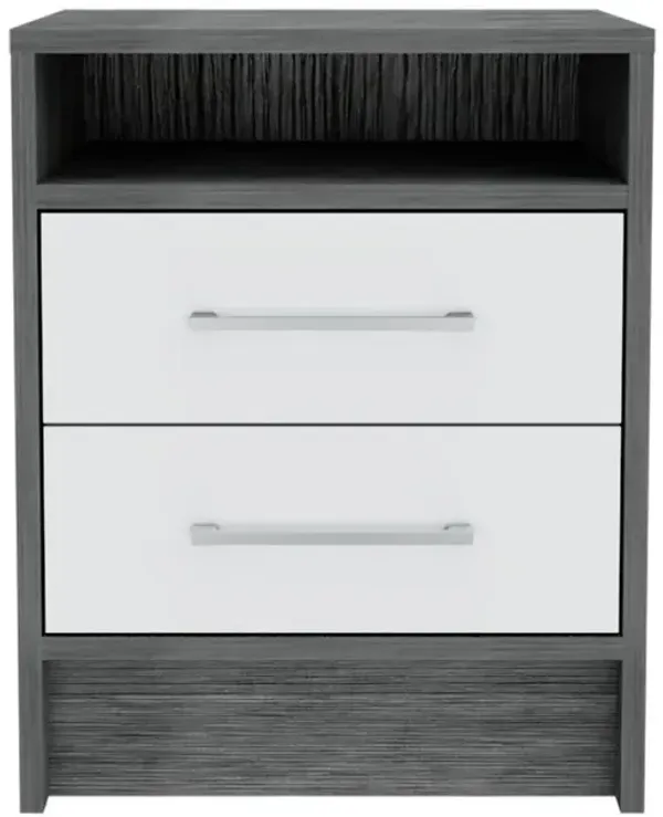 Leyva Nightstand - Smoky Oak/White