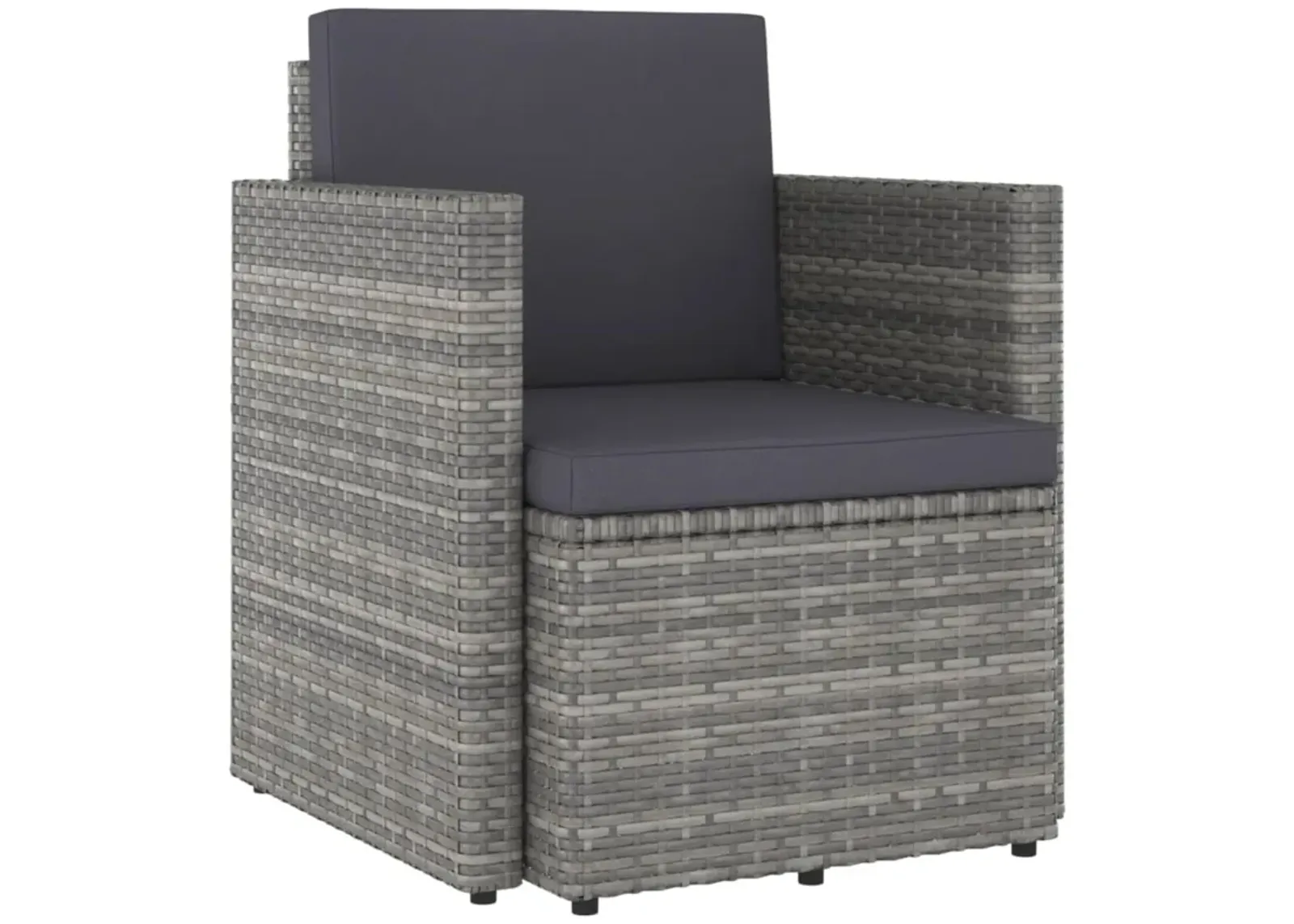 vidaXL Patio Chair with Cushions Poly Rattan Gray