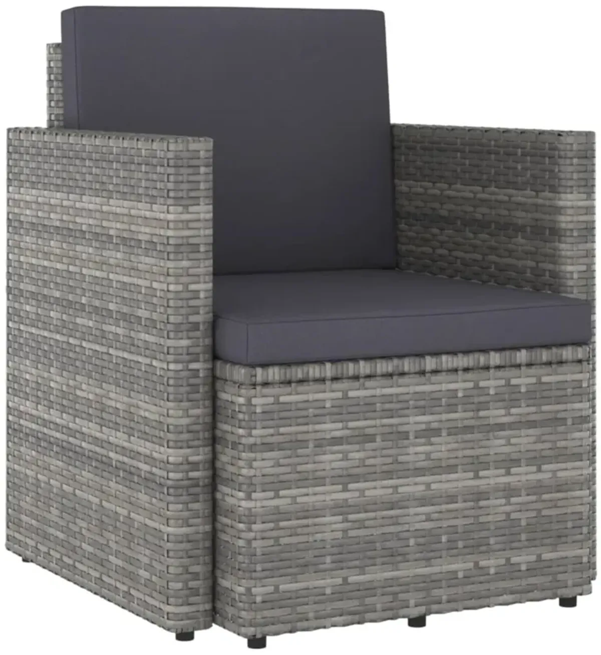 vidaXL Patio Chair with Cushions Poly Rattan Gray