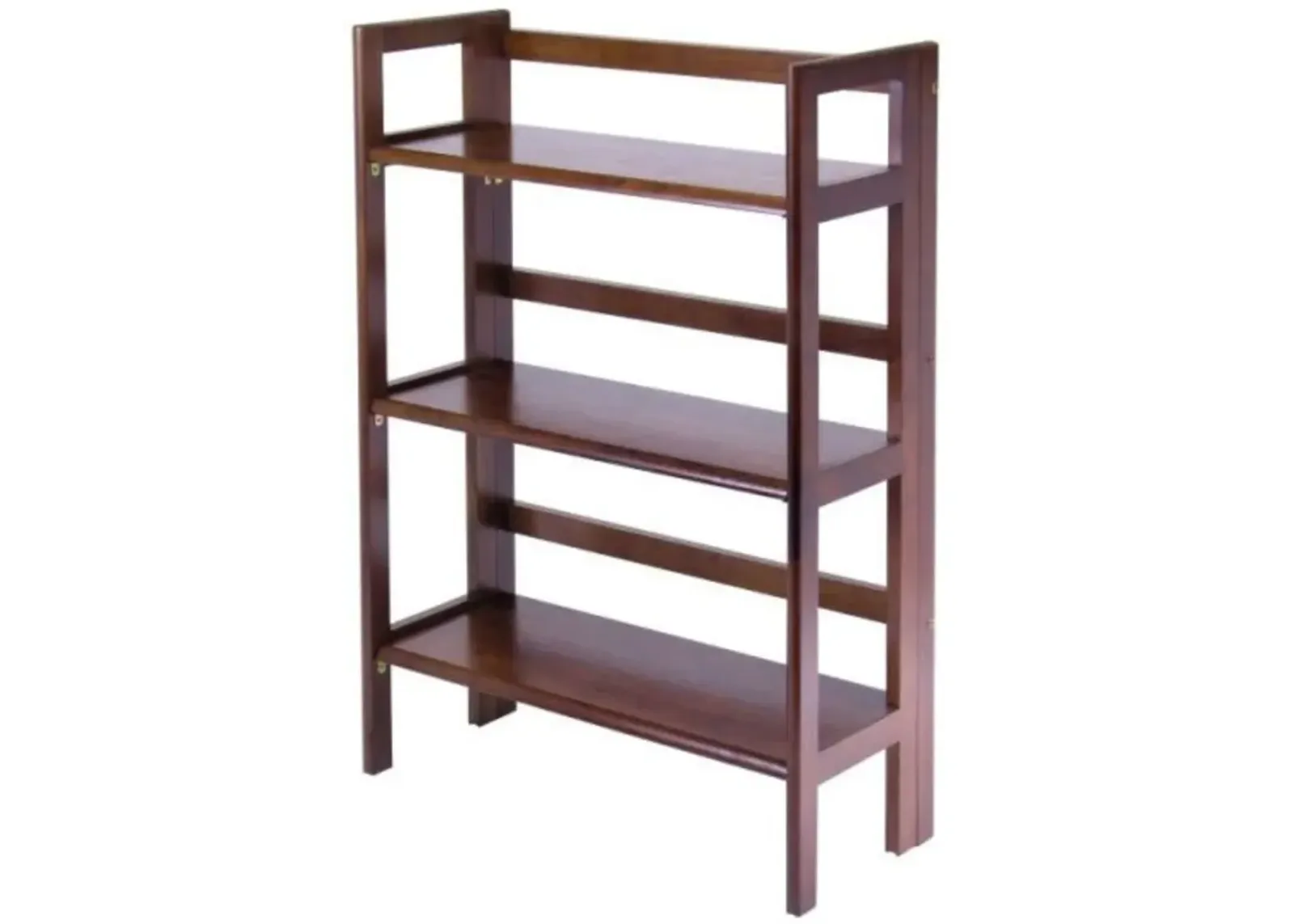 Hivvago 3-Shelf Stackable Folding Bookcase in Distressed Walnut Finish