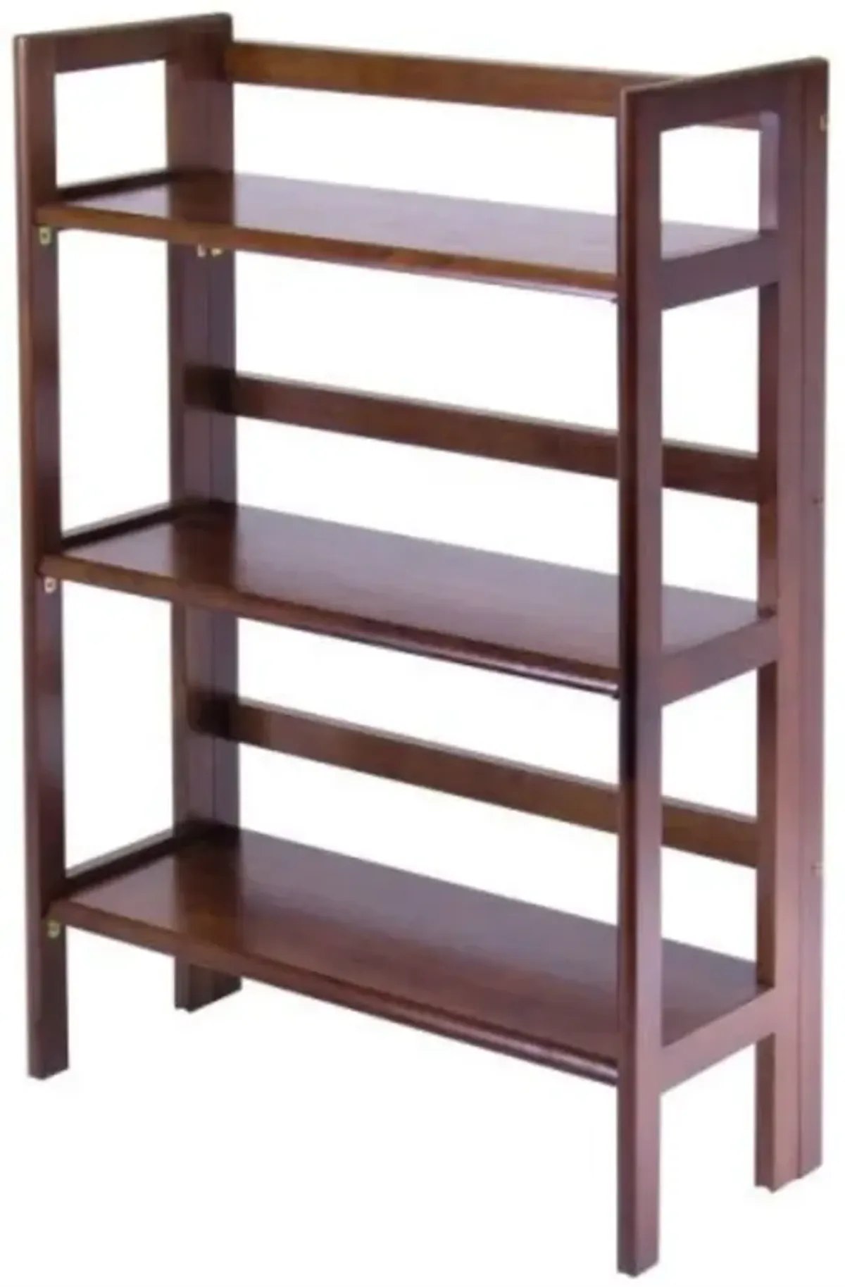 Hivvago 3-Shelf Stackable Folding Bookcase in Distressed Walnut Finish