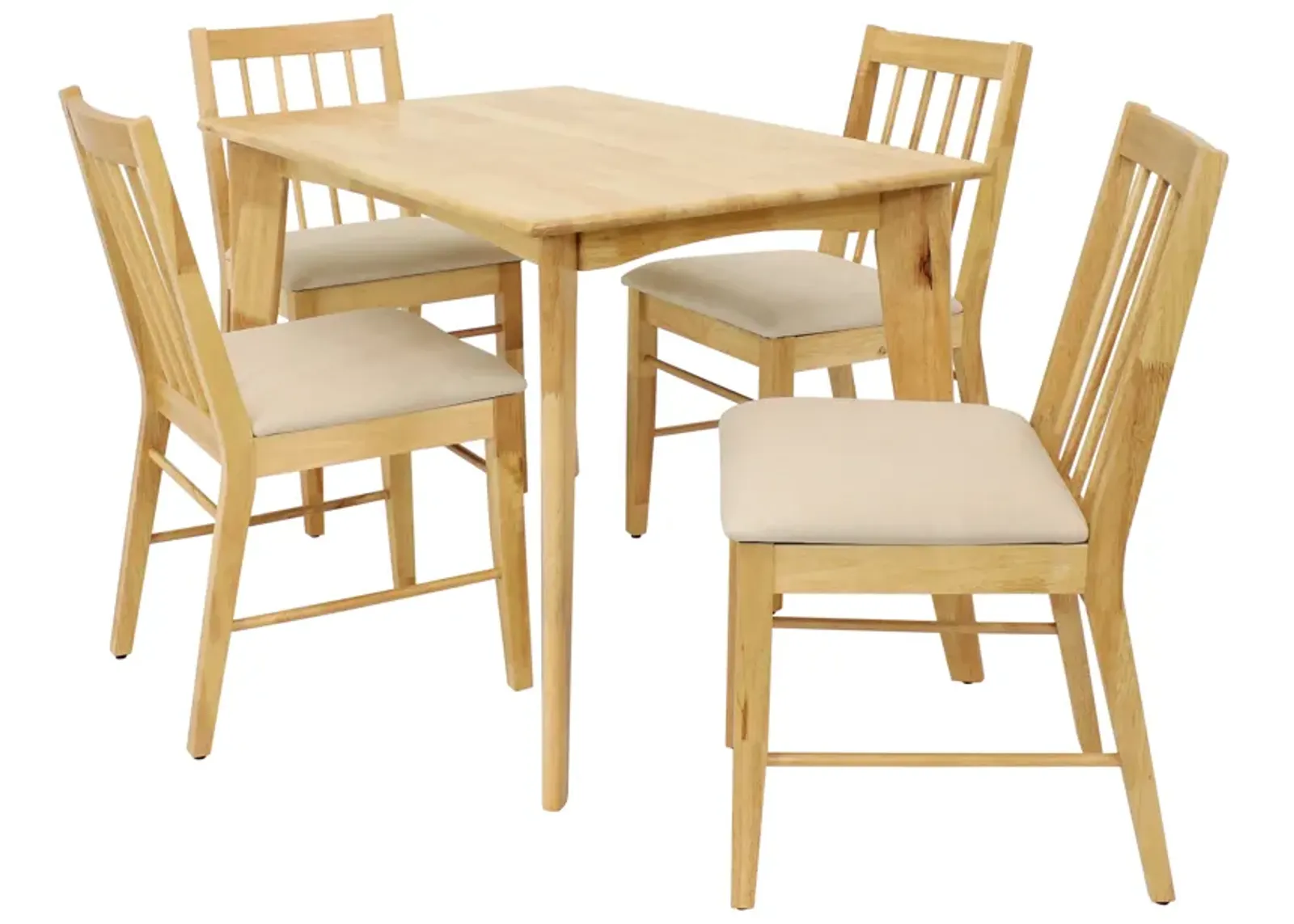 Sunnydaze James 5-Piece Wooden Dining Table and Chairs Set - Natural