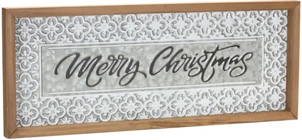 Set of 2 Ornate Metal Merry Christmas Signs for Festive Home Accent