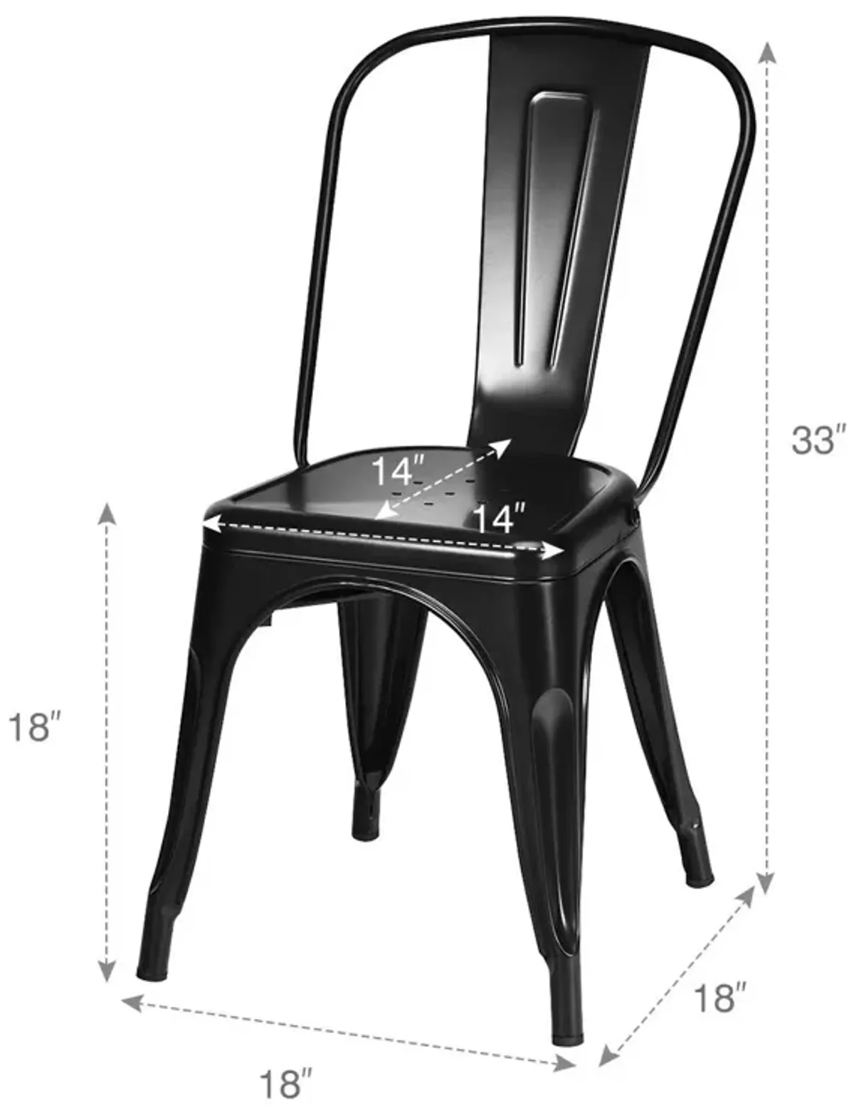 4 Pcs Modern Bar Stools with Removable Back and Rubber Feet