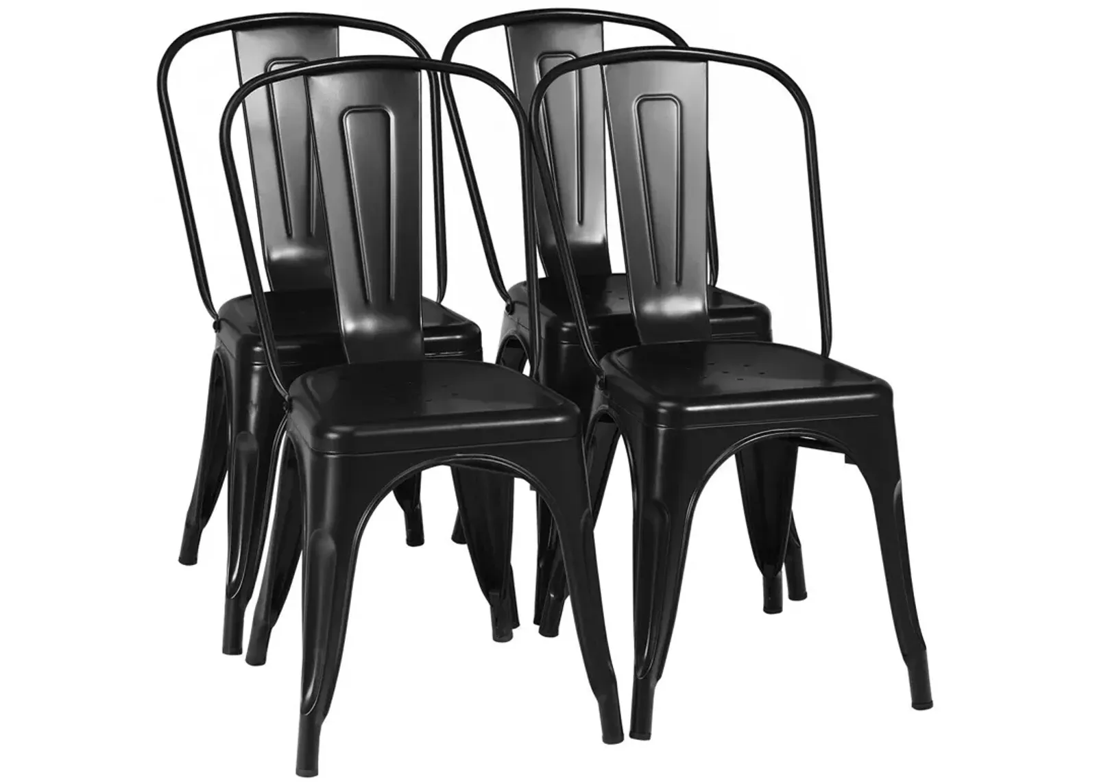 4 Pcs Modern Bar Stools with Removable Back and Rubber Feet