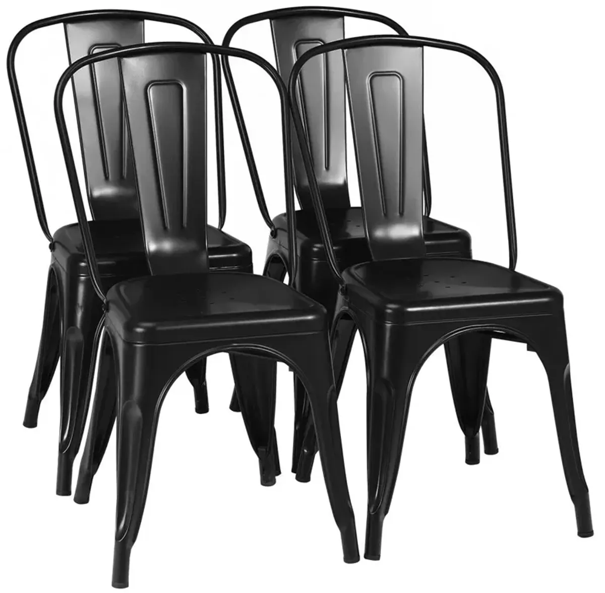 4 Pcs Modern Bar Stools with Removable Back and Rubber Feet