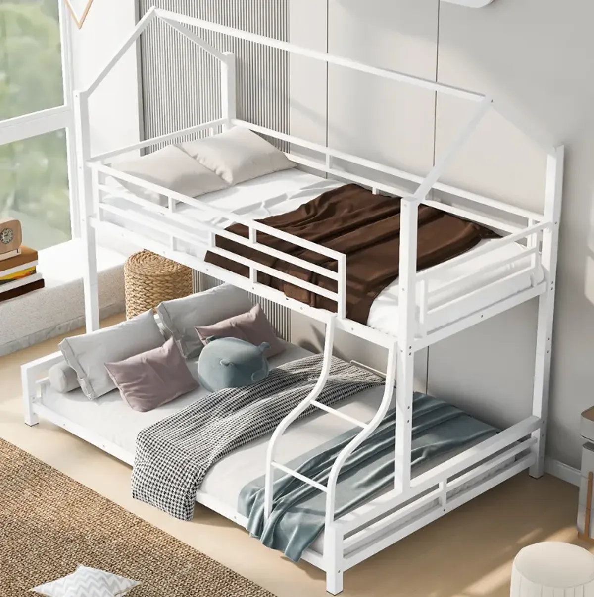 Merax Metal House Bunk Bed 2 Beds in 1