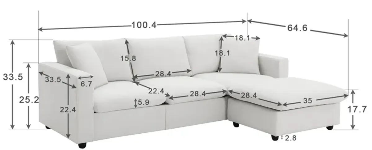 Merax Modern L-shaped Couch Set Sectional Sofa