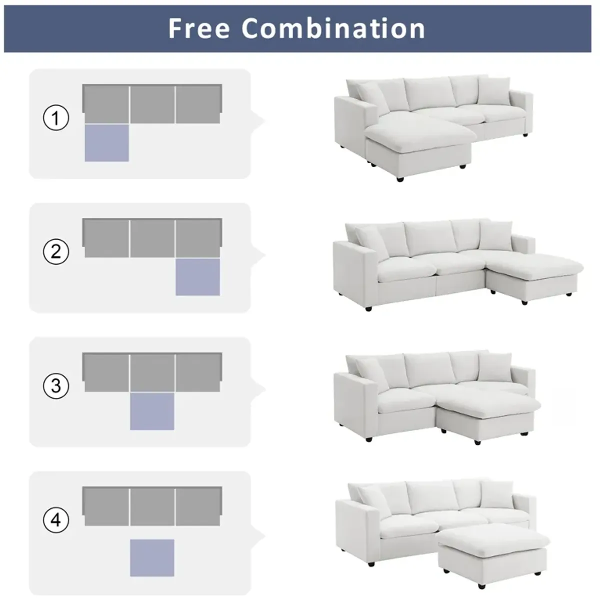 Merax Modern L-shaped Couch Set Sectional Sofa