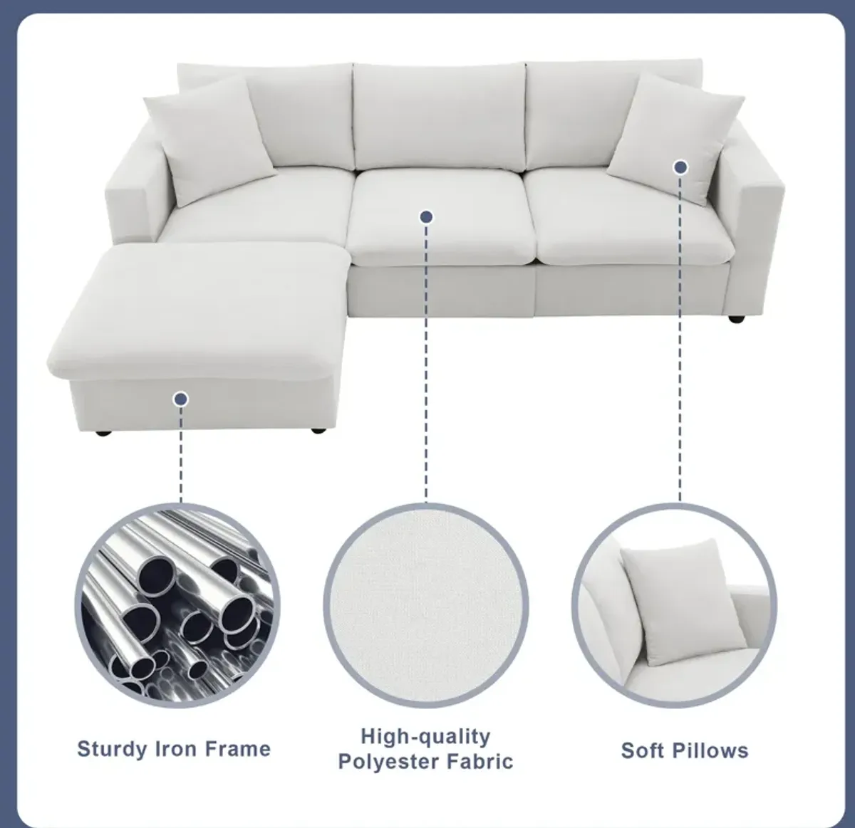 Merax Modern L-shaped Couch Set Sectional Sofa