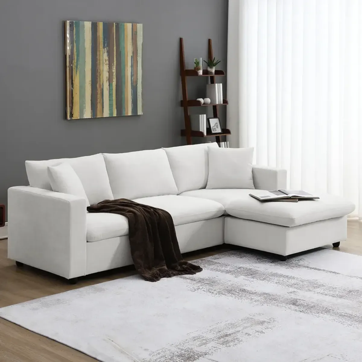 Merax Modern L-shaped Couch Set Sectional Sofa