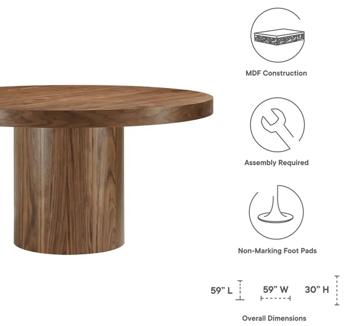 Modway - Gratify 60" Round Dining Table Oak