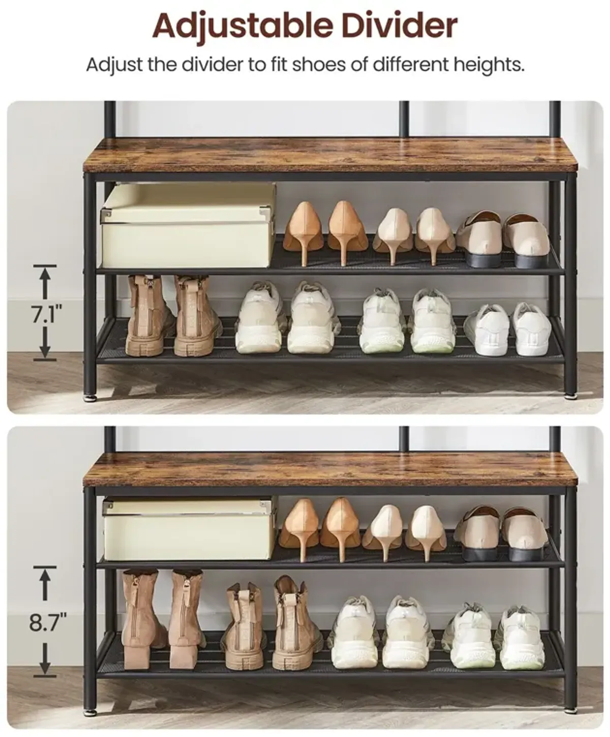 Coat Rack Shoe Bench with Mirror Stylish Storage Solution for Entryway