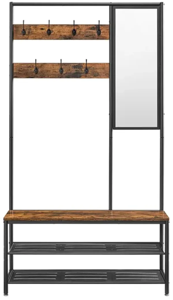 Coat Rack Shoe Bench with Mirror Stylish Storage Solution for Entryway