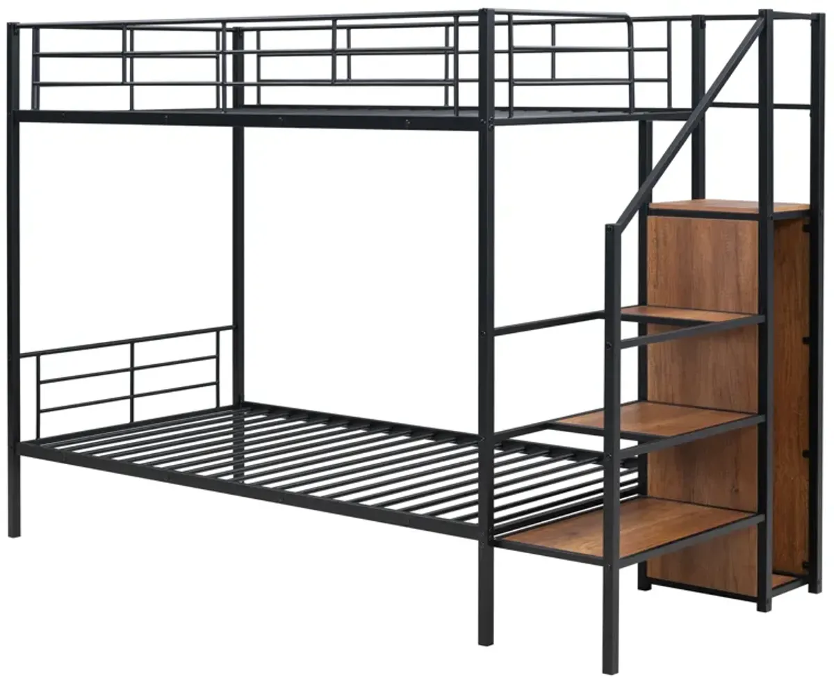 Merax Metal Bunk Bed with Lateral Storage Ladder