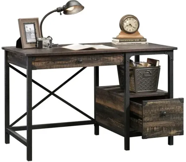 Sauder Steel River Desk, Carbon Oak